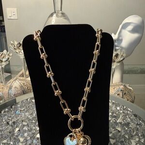 Celestial Charm Chain Necklace | Mixed Metal Statement Link Necklace